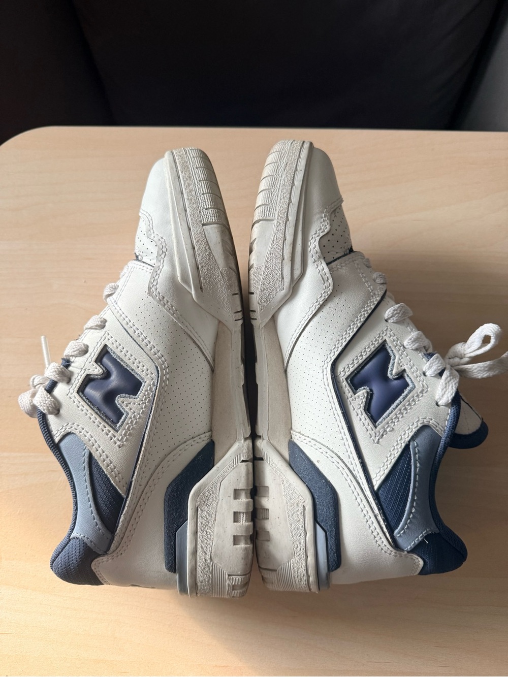 New Balance White and Navy Athletic Shoes